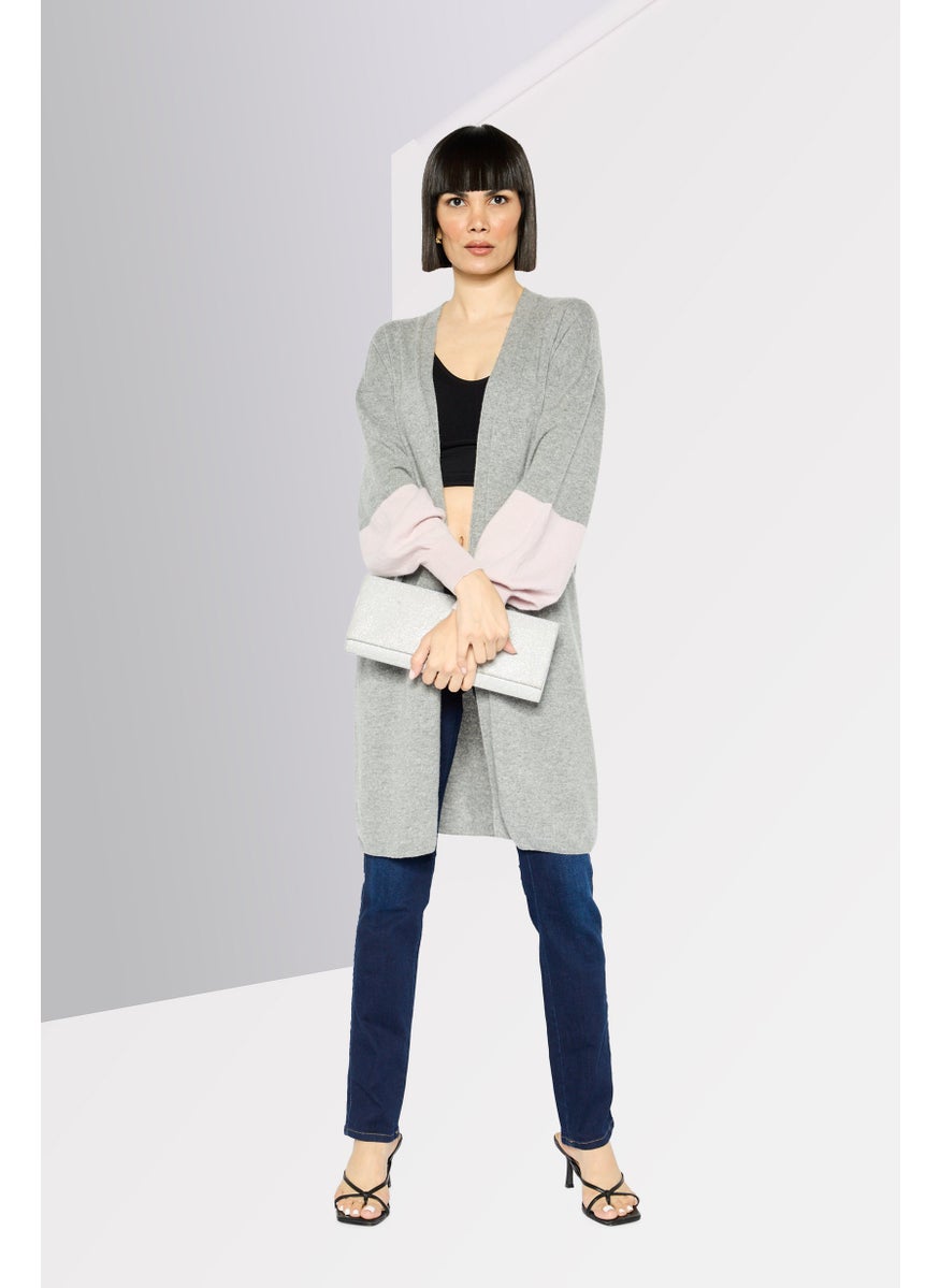 EMPORIO ARMANI - Women Two-Tone Cardigan, Grey - Image 1