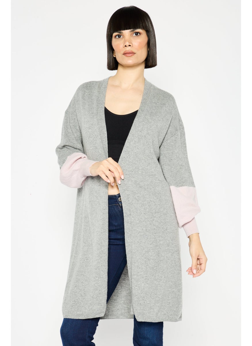 EMPORIO ARMANI - Women Two-Tone Cardigan, Grey - Image 1