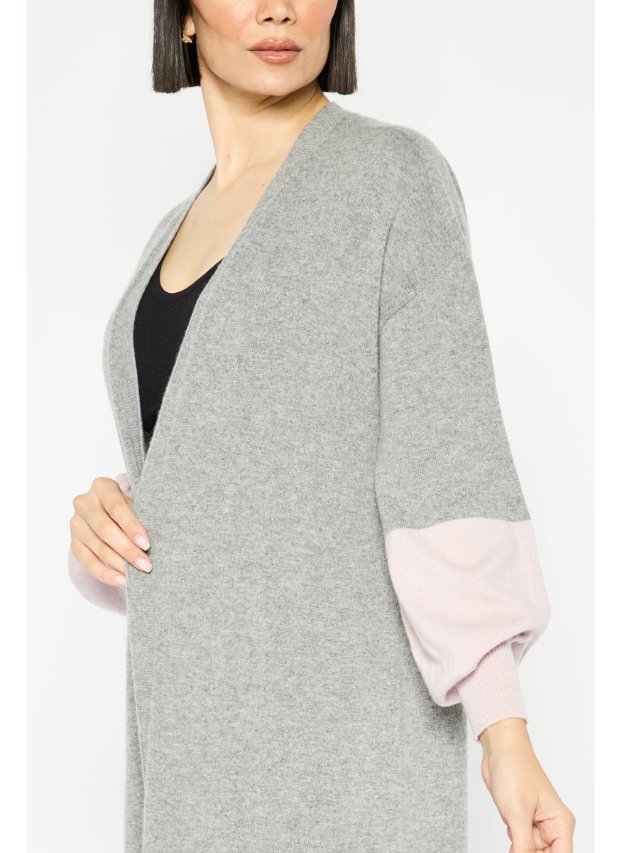 EMPORIO ARMANI - Women Two-Tone Cardigan, Grey - Image 1