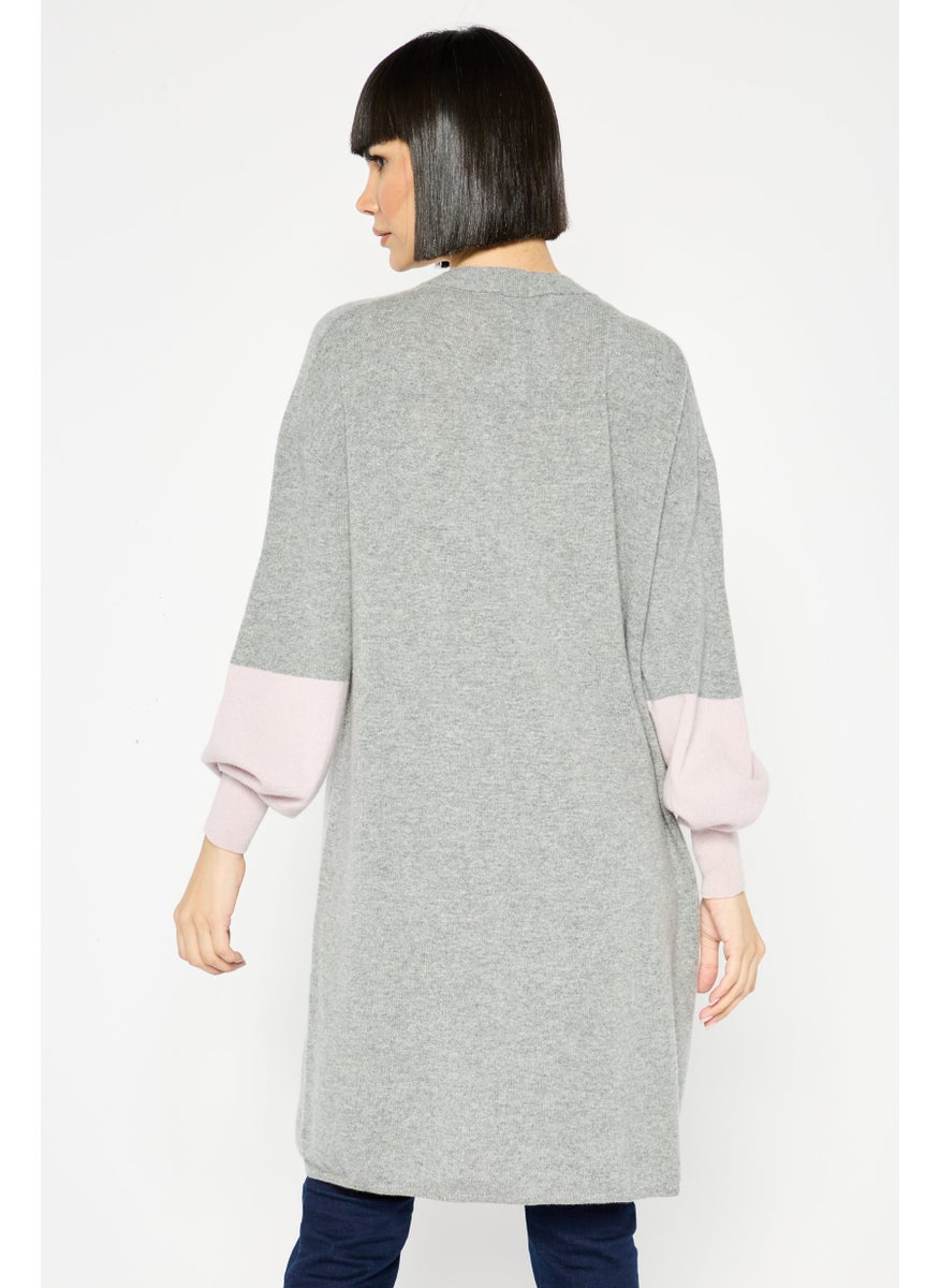 EMPORIO ARMANI - Women Two-Tone Cardigan, Grey - Image 1