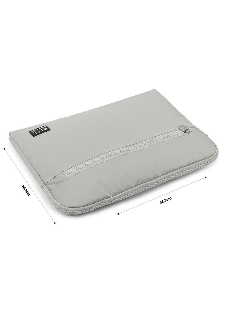 QIPS 14-Inch Laptop Sleeve – Slim PU-Coated Water-Resistant Case with Foam Padding & Front Pocket – Fits MacBook, Dell, Lenovo, HP – Lightweight Sleeve for Work, School & Travel (Light Grey) - Image 3