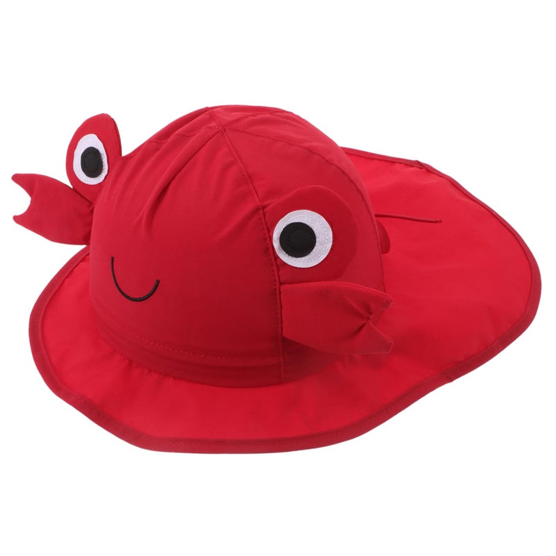 Quick Dry Sun Hat With Cute Crab Design For Boys Girls Outdoor Beach Pool Water Play Red - Image 2