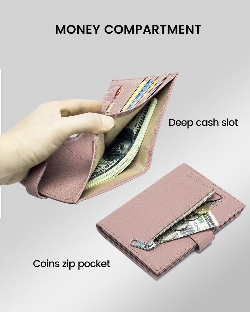 Karmiir RFID Passport Holder Travel Wallet for Women, Leather Passport Cover Wallet with Card Holders SIM Slots,Zippered Coins Pocket and Cash Slot Slim Compact Travel Wallet (Pink) - Image 3
