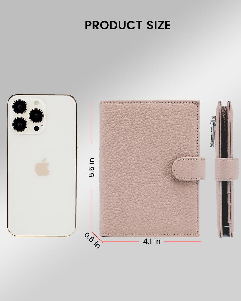 Karmiir RFID Passport Holder Travel Wallet for Women, Leather Passport Cover Wallet with Card Holders SIM Slots,Zippered Coins Pocket and Cash Slot Slim Compact Travel Wallet (Pink) - Image 5