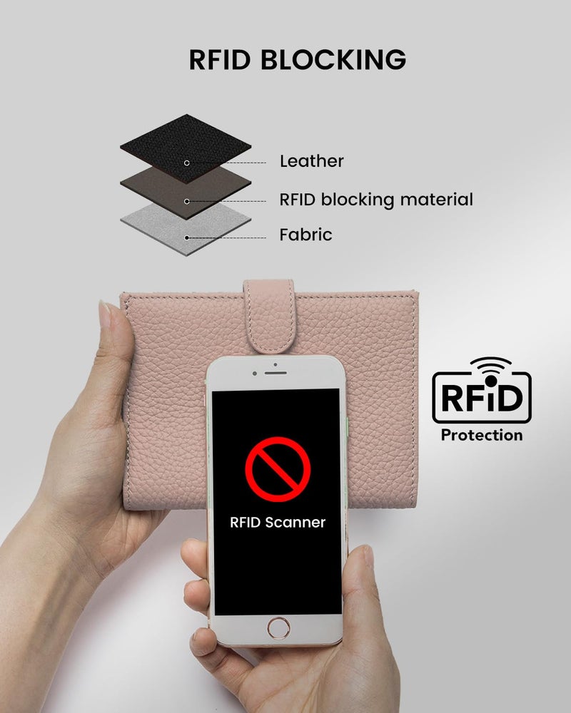 Karmiir RFID Passport Holder Travel Wallet for Women, Leather Passport Cover Wallet with Card Holders SIM Slots,Zippered Coins Pocket and Cash Slot Slim Compact Travel Wallet (Pink) - Image 4