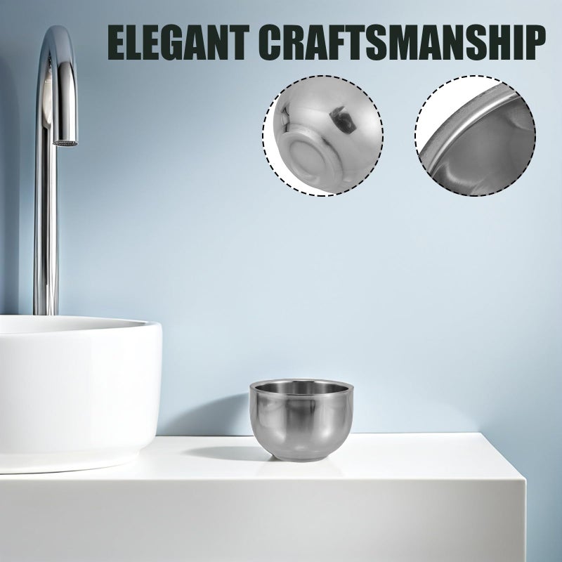 Stainless Steel Shaving Soap Mug Double Layer Travel Bowl Easy to Clean - Image 4
