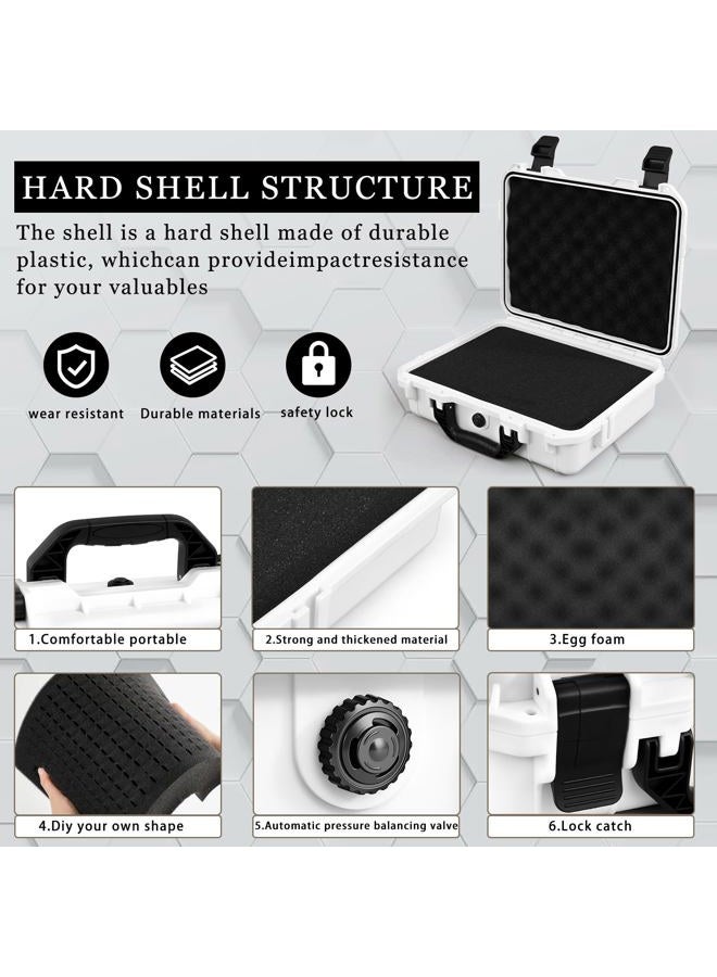 Relaxweex 16.3 x 12.4 x 6.5 Inch Waterproof Hard Case with DIY Customizable Foam Insert Portable Protective Case with Knife for Camera Drones Equipments Tools Test Instruments (White) - Image 3