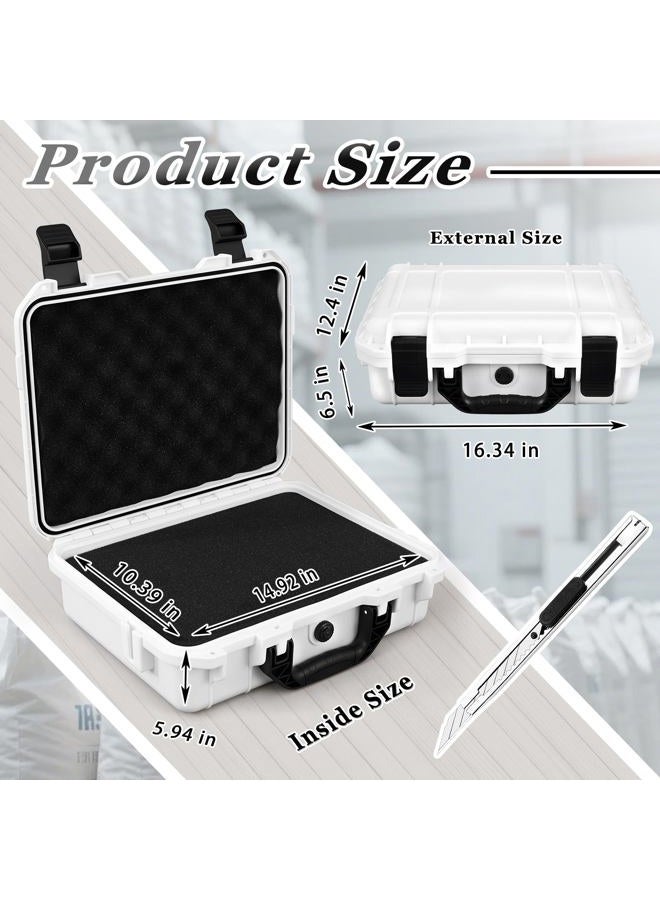Relaxweex 16.3 x 12.4 x 6.5 Inch Waterproof Hard Case with DIY Customizable Foam Insert Portable Protective Case with Knife for Camera Drones Equipments Tools Test Instruments (White) - Image 2
