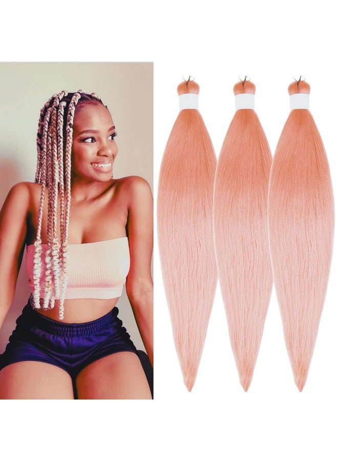 Leticia Rose Gold Pink Braiding Hair Pre Stretched Human Braiding Hair Kanekalon Braiding Hair 26Inch Pack Of 3 - Image 2