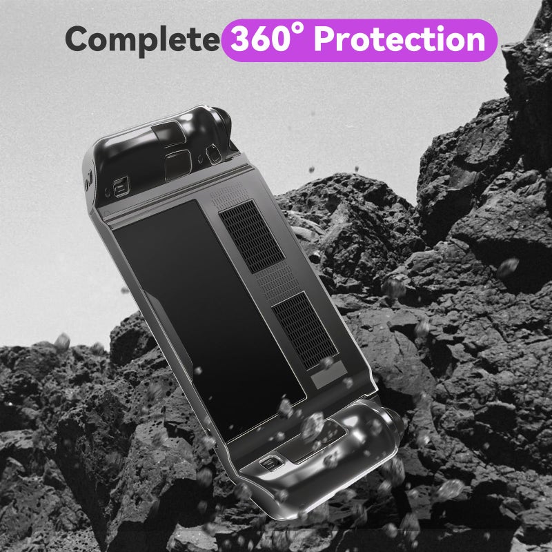 Qoosea for Legion Go Case Ergonomic Grip Soft TPU Shock-Absorption Case Anti-Fingerprint Scratch Resistant Cover for Lenovo Legion Go Gaming Handheld 8.8" 2023 - TransparentBlack - Image 4