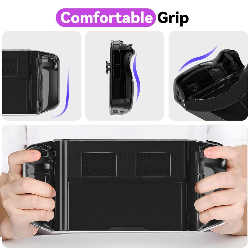 Qoosea for Legion Go Case Ergonomic Grip Soft TPU Shock-Absorption Case Anti-Fingerprint Scratch Resistant Cover for Lenovo Legion Go Gaming Handheld 8.8" 2023 - TransparentBlack - Image 5