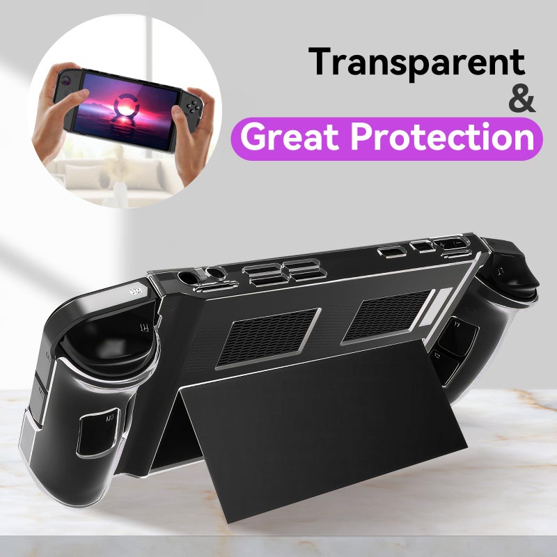 Qoosea for Legion Go Case Ergonomic Grip Soft TPU Shock-Absorption Case Anti-Fingerprint Scratch Resistant Cover for Lenovo Legion Go Gaming Handheld 8.8" 2023 - TransparentBlack - Image 3