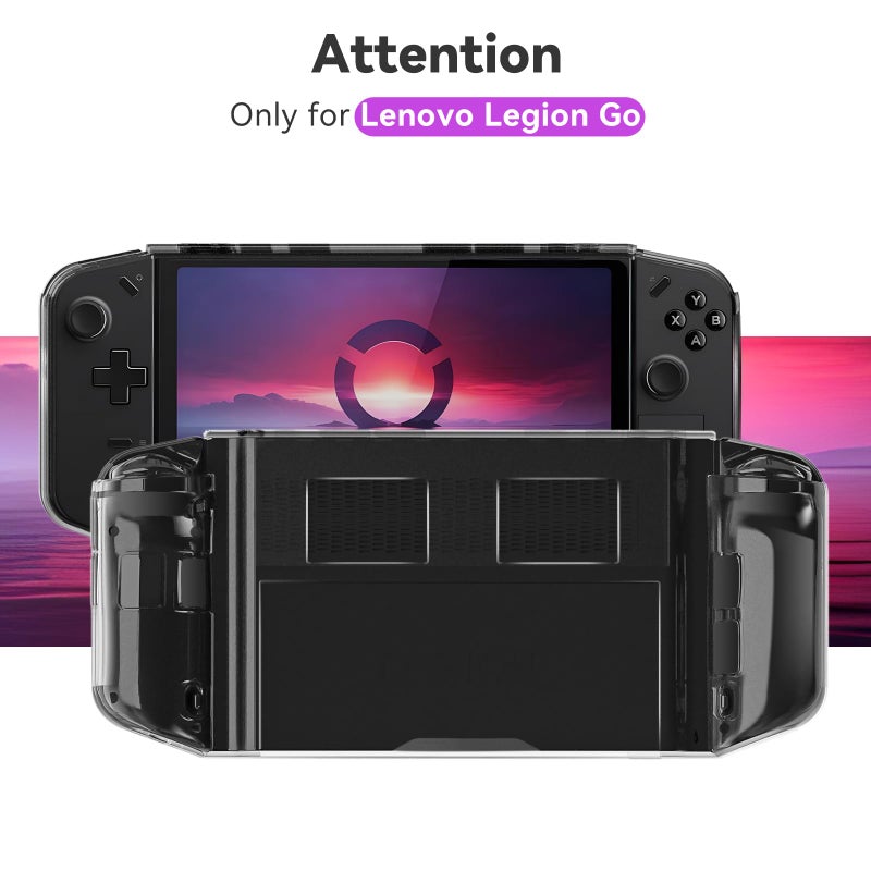 Qoosea for Legion Go Case Ergonomic Grip Soft TPU Shock-Absorption Case Anti-Fingerprint Scratch Resistant Cover for Lenovo Legion Go Gaming Handheld 8.8" 2023 - TransparentBlack - Image 2