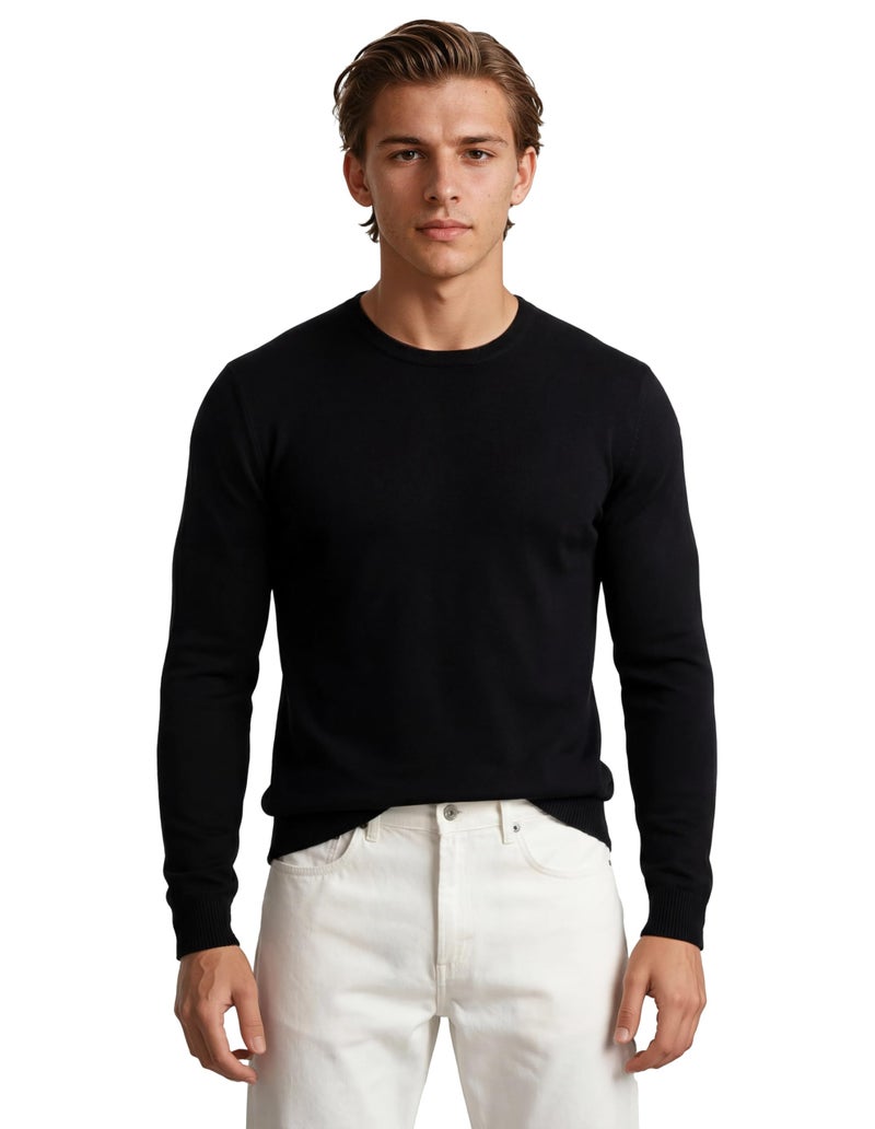 X RAY Mens Crew Neck Sweater Slim Fit Midweight Pullover Sweater for Men for Casual Dressy Wear (Big & Tall Available), Black, Large - Image 1