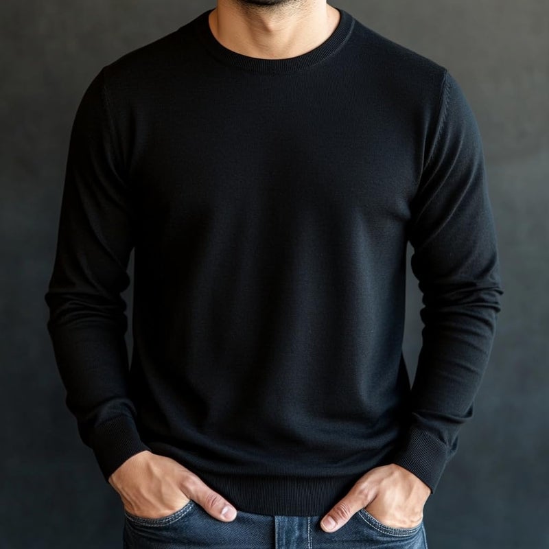 X RAY Mens Crew Neck Sweater Slim Fit Midweight Pullover Sweater for Men for Casual Dressy Wear (Big & Tall Available), Black, Large - Image 3
