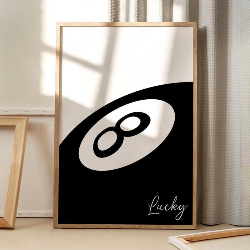 TNESSENTIAL Lucky 8 Ball Art Canvas Poster, Trendy Wall Art, Apartment Aesthetic Decor, Retro Home Decor, Printed Gift - Image 1