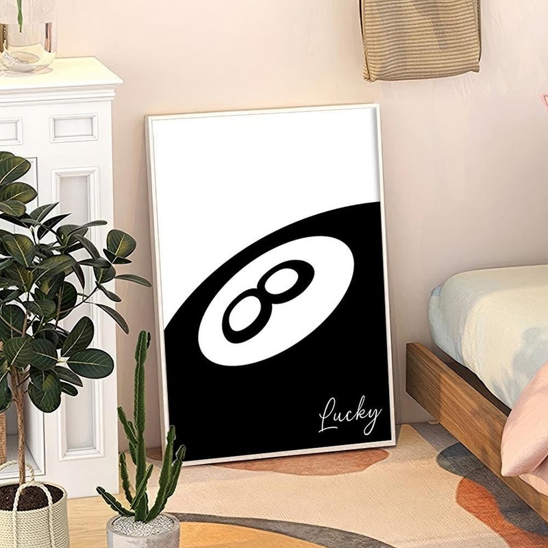 TNESSENTIAL Lucky 8 Ball Art Canvas Poster, Trendy Wall Art, Apartment Aesthetic Decor, Retro Home Decor, Printed Gift - Image 3