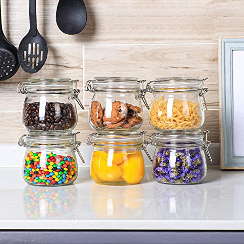 bellemax Airtight Glass Canister with Lids Food Storage Jar Round-Storage Container with Clear Preserving Seal Wire Clip Fastening for Kitchen Canning Pasta Sugar,Beans,Spice Set of (500ML, 4-PC) - Image 1