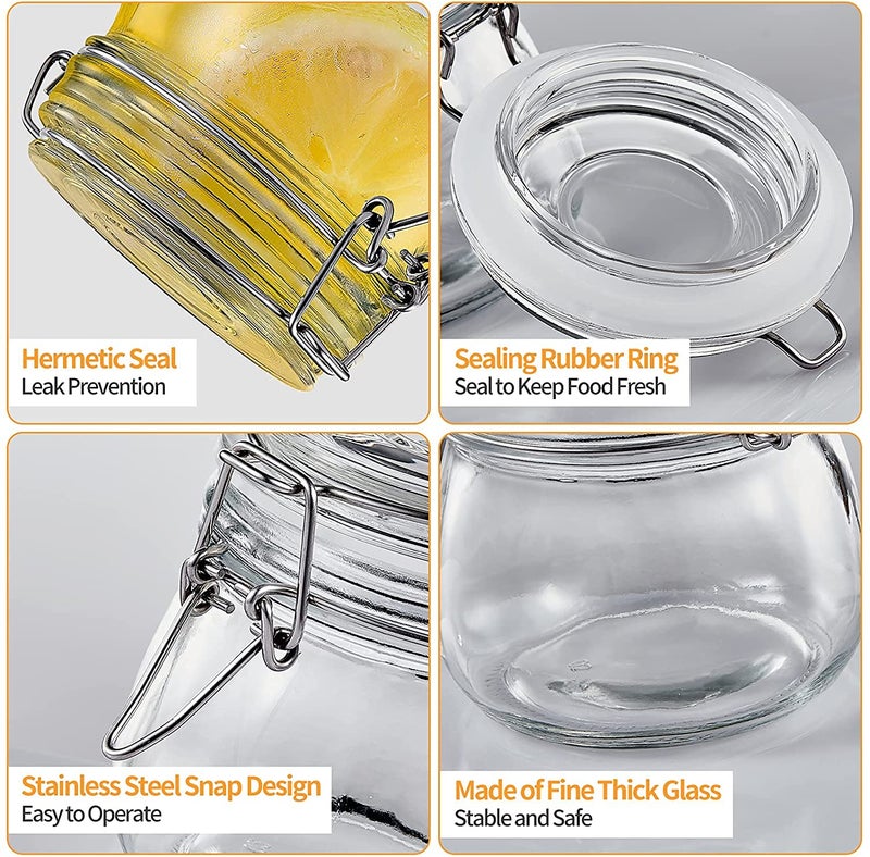 bellemax Airtight Glass Canister with Lids Food Storage Jar Round-Storage Container with Clear Preserving Seal Wire Clip Fastening for Kitchen Canning Pasta Sugar,Beans,Spice Set of (500ML, 4-PC) - Image 5