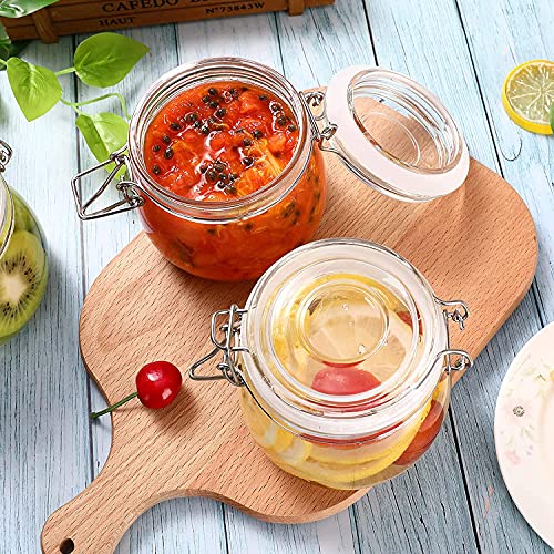 bellemax Airtight Glass Canister with Lids Food Storage Jar Round-Storage Container with Clear Preserving Seal Wire Clip Fastening for Kitchen Canning Pasta Sugar,Beans,Spice Set of (500ML, 4-PC) - Image 3