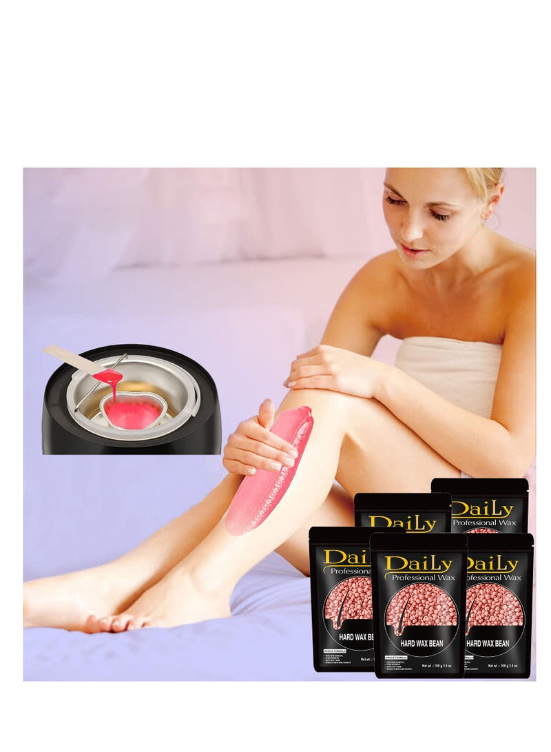 جوي وورلد خرز الشمع الصلب، حبوب الشمع لإزالة الشعر، شمع صلب للبشرة الحساسة للوجه والساقين والإبطين والبرازيلي والبيكيني وكامل الجسم في المنزل، خرز الشمع للنساء والرجال - Image 4