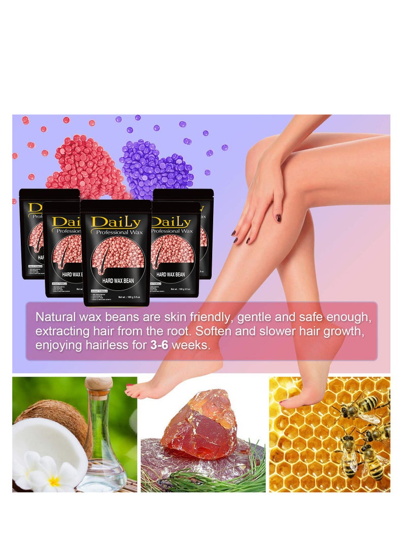 جوي وورلد خرز الشمع الصلب، حبوب الشمع لإزالة الشعر، شمع صلب للبشرة الحساسة للوجه والساقين والإبطين والبرازيلي والبيكيني وكامل الجسم في المنزل، خرز الشمع للنساء والرجال - Image 3
