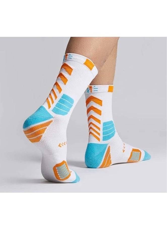 Generic 5 Pairs Basketball Socks for Men Running Training Boys Compression Cotton Sock Men's Athletic Crew Socks Performance Thick Cushioned Sport Lightweight and Breathable  - Image 4