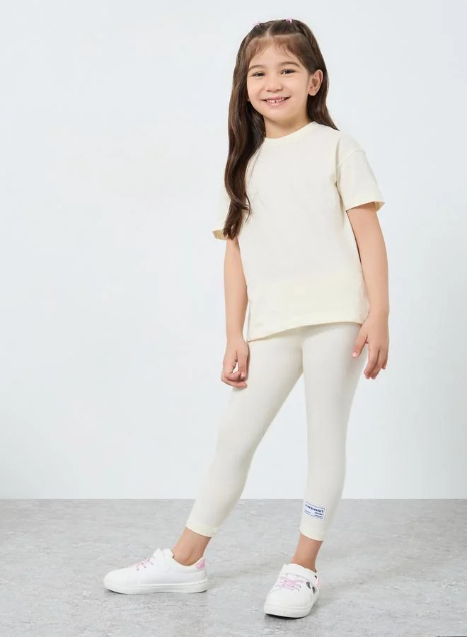 Styli Slogan Print Oversized T-Shirt and Leggings Set