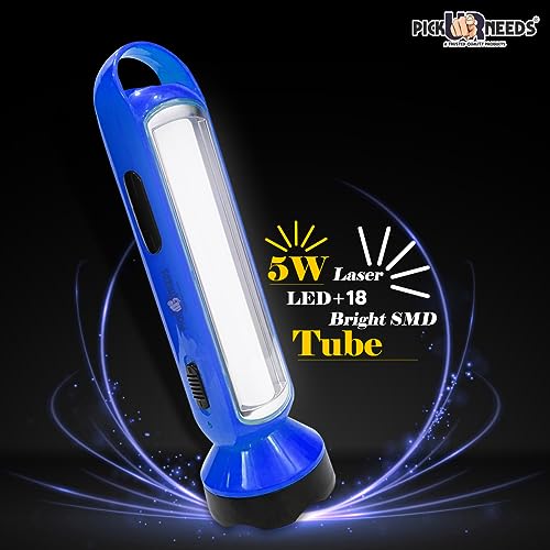Pick Ur Needs Rechargeable Emergency LED Torch Light Long Distance 5W +18 Bright SMD Tube 1600mAH Perfect Flashlight Lantern (Blue) - Image 3