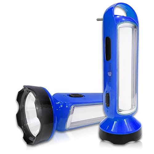 Pick Ur Needs Rechargeable Emergency LED Torch Light Long Distance 5W +18 Bright SMD Tube 1600mAH Perfect Flashlight Lantern (Blue) - Image 1