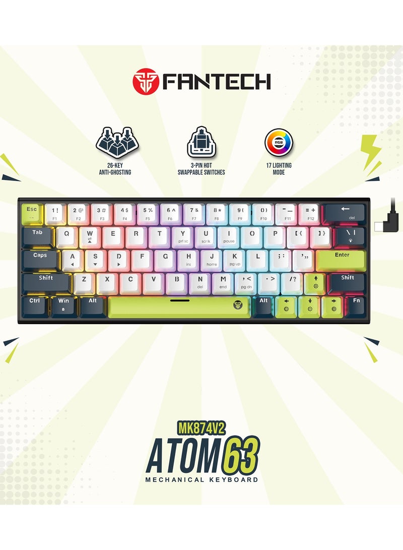 FANTECH 60% Gaming Keyboard,Wired RGB Backlit Mini Mechanical Keyboard,Blue Switches,Ultra-Compact Anti-Ghosting Full 61 Keys Keyboard RGB LED Lighting,Mini Small Compact Keyboard for PC/Mac/Laptop/Wins, Easy to Carry on Business Trip - Image 1