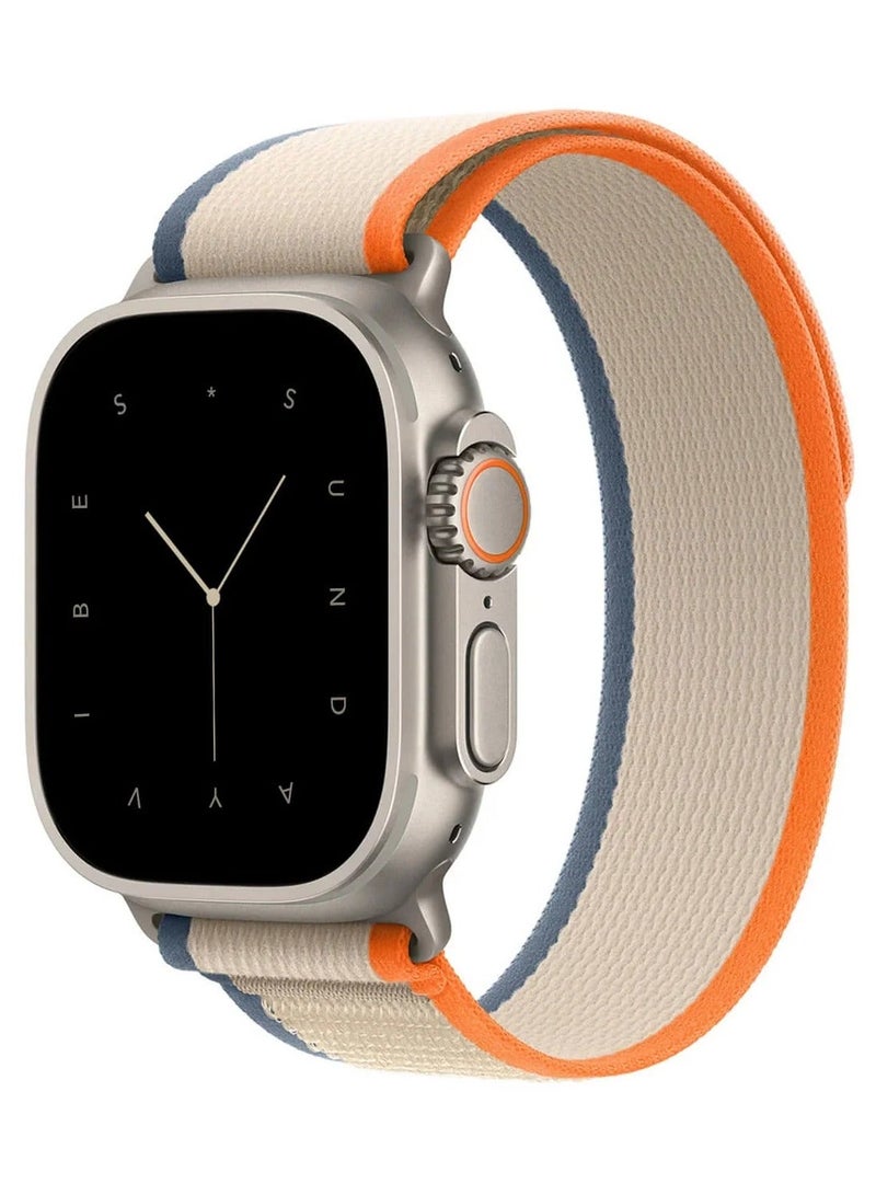 أكاليكس سوار Trail Loop متوافق مع ساعات Apple Watch مقاسات 42 مم، 44 مم، 45 مم، 46 مم، 49 مم، سوار رياضي ناعم منسوج، سوار معصم بديل قابل للتعديل لساعات Apple Watch Series Ultra / SE / Series 1/2/3/4/5/6/7/8/9/10/11 - بيج، برتقالي، أزرق - Image 1