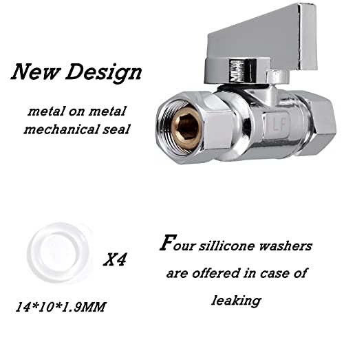 Minimprover 2 Pack Chrome Brass 3/8" Comp FIP x 3/8 Inch Compression MIP Quarter Turn Water Straight Angle Stop (Add on) Valve - Image 2