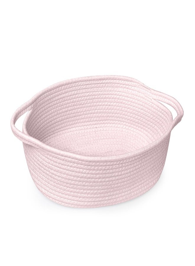 MEGASKET Pink Small Woven Basket, 13” x 9” x 5” Baskets for Gifts Empty, Cotton Rope Gift Basket, Cute Nursery Baby Organizer, Cat Dog Toy Bin Box, Wicker Storage Bin with Handle - Image 1
