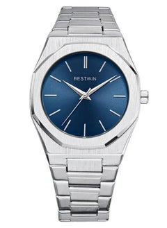 Silver bracelet with blue dial