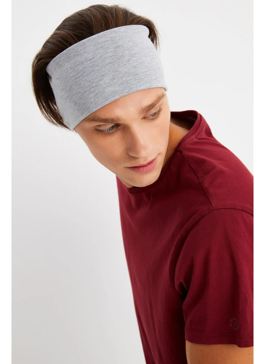 Butikgiz Light Gray Men's Cotton Combed Comb, Non-Slip, Ultra Light, Sport Wide Headband Bandana Buff