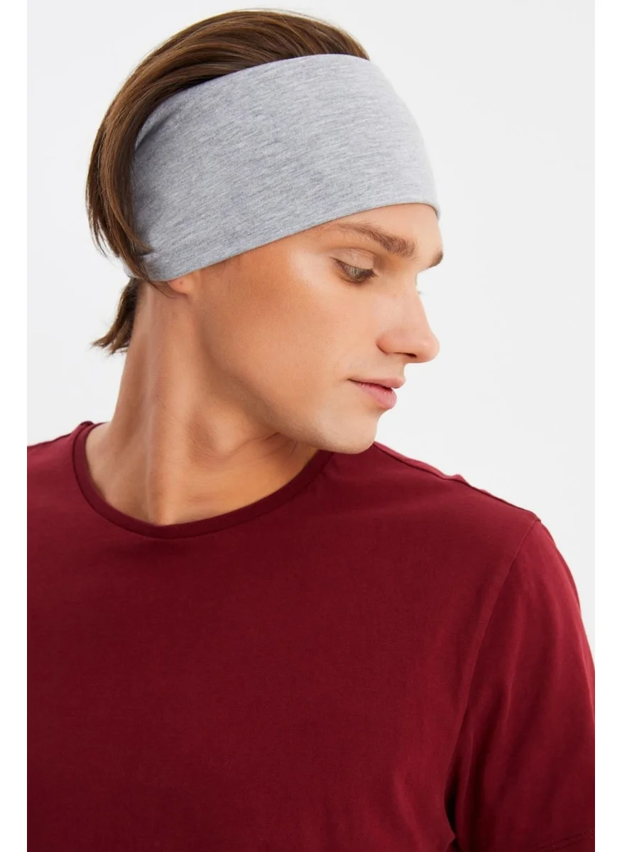 Butikgiz Light Gray Men's Cotton Combed Comb, Non-Slip, Ultra Light, Sport Wide Headband Bandana Buff