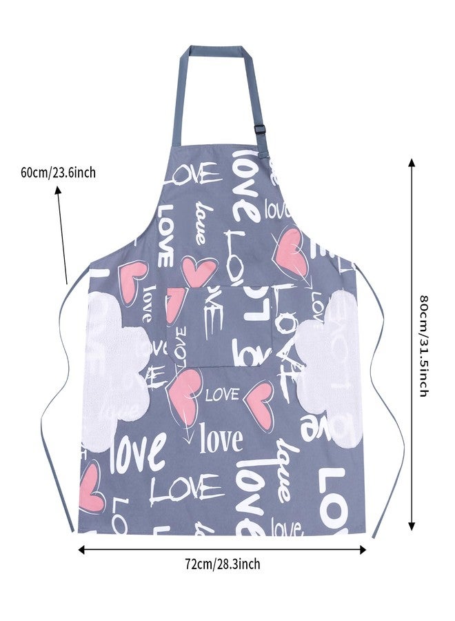 DILLMAN 2 Pack Floral Aprons with Pocket, Blooming Womens Aprons Waterproof Adjustable Cooking Aprons for Kitchen Gardening and Salon (2Pack #B) - Image 4