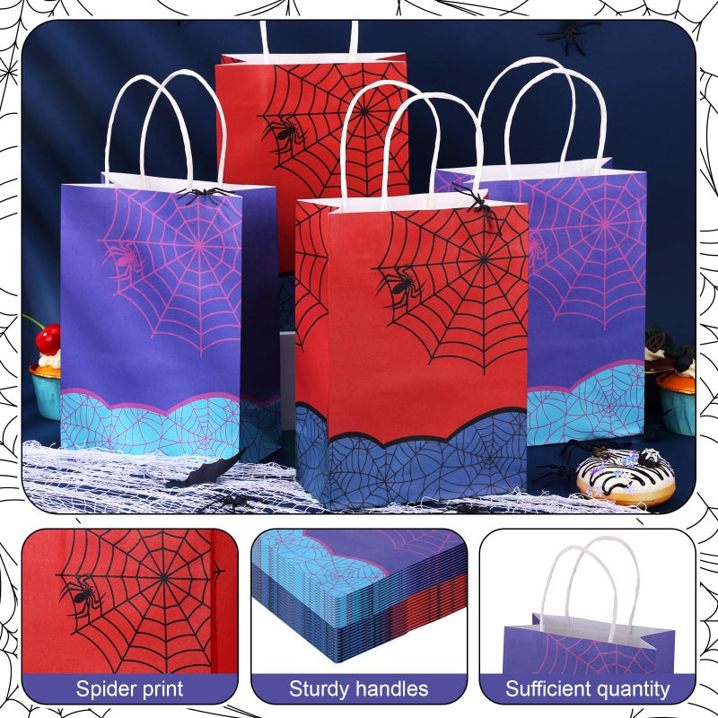 Joottuan 24 PCS Spider Party Favor Bags with Handles Cartoon Gift Bags Pink Purple and Red Black Spider Paper Goodie Bags for Birthday Holiday Party Decorations Supplies - Image 3