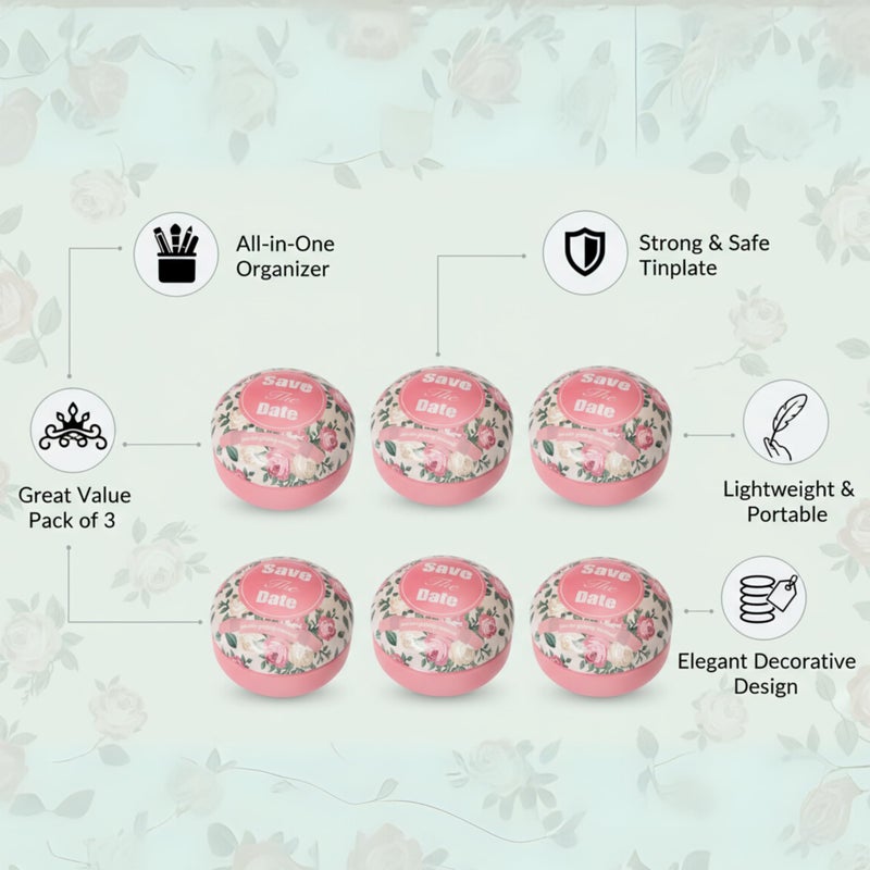 Set of 6 Floral Candle Tins with Lids – Decorative Pink Rose Tinplate Storage Jars for Candles, Accessories, Coins, Beads – Reusable, Anti-Rust, 120ml Capacity - Image 4