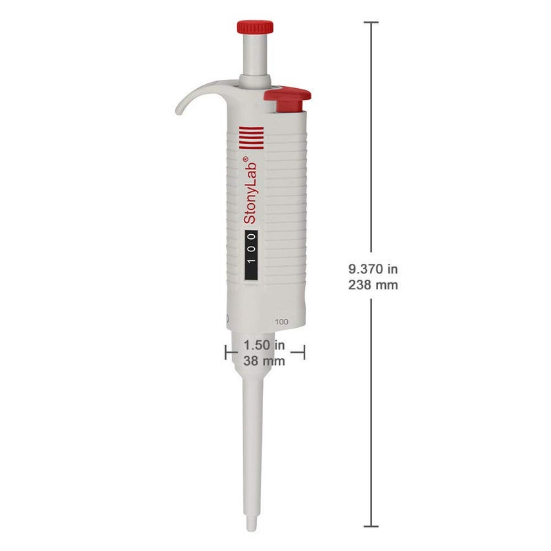 stonylab Single Channel Pipettor Controller, Adjustable Variable Volume Micropipette Pipette Pipet with Autoclavable Tip Cone for Laboratory Research, 10-100 µL - Image 3