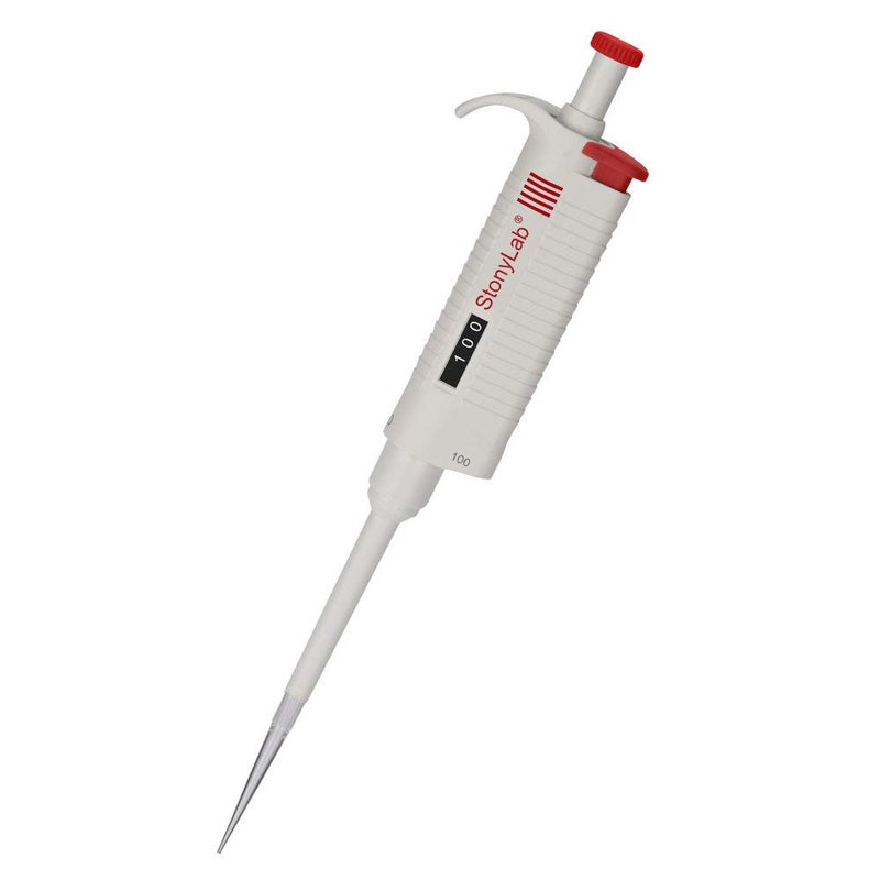 stonylab Single Channel Pipettor Controller, Adjustable Variable Volume Micropipette Pipette Pipet with Autoclavable Tip Cone for Laboratory Research, 10-100 µL - Image 1