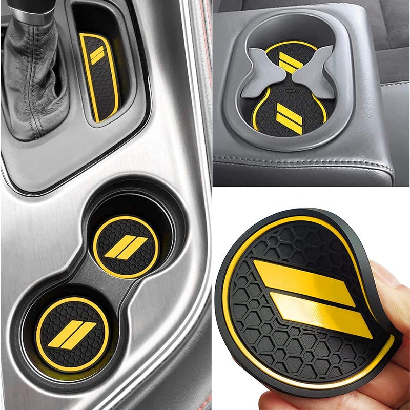 Auprite Anti Dust Mats for Dodge Challenger Accessories 2015 2016 2017 2018 2019 2020 2021 2022 2023Custom Fits Cup Holder Liners Mats Door Pocket Center Console Liners 11pcskit Yellow