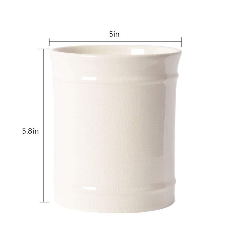 SZUAH Kitchen Ceramic Utensil Holder  Perfect Capacity Utensil Crock  for Kitchen Counter top & Dining Table (CREAM) - Image 2
