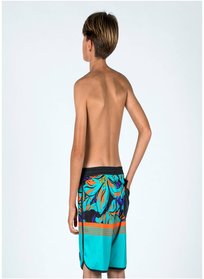 OLAIAN OLAIAN by DECATHLON, Boy's swim shorts - 500 Memphis green  - Image 1