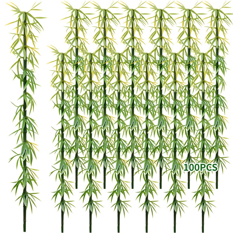 100 Pack 12cm Bamboo Trees with Flexible Wire Core for DIY Miniature Landscape Model Scenery - Image 1