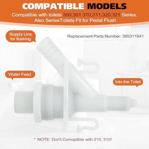 Foleto 2 Pcs 385311641 Toilet Water Valve Kit, RV Toilet Water Valve Replacement Kit,for Dometic 300, 301, 310, 311, 320, 321 Series Toilets,with 2 PCS Flush Ball Seal,Sealed and leak-proof water valve kit - Image 3