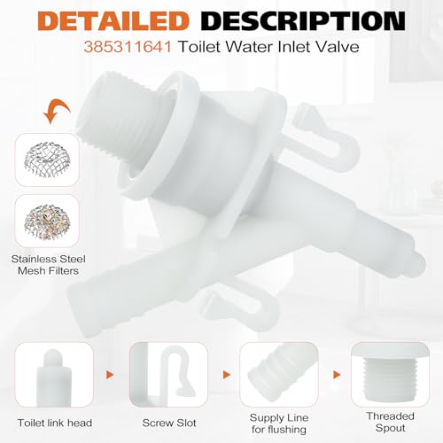 Foleto 2 Pcs 385311641 Toilet Water Valve Kit, RV Toilet Water Valve Replacement Kit,for Dometic 300, 301, 310, 311, 320, 321 Series Toilets,with 2 PCS Flush Ball Seal,Sealed and leak-proof water valve kit - Image 2