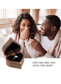 Wedding Ring Box, Custom Wooden Engagement Proposal Ring Bearer Boxes, Ring Case Gift Boxes, Heart Walnut Jewelry ring Storage Boxes for Proposal Wedding
