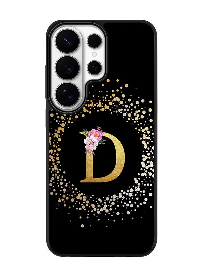 For Samsung Galaxy S26 Ultra Case, [Compatible with MagSafe] Slim Magnetic cover Phone Case - Custom Monogram Floral - D ( Black )